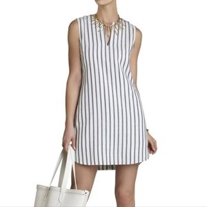 BCBGMAXAZRIA Sleeveless Dress Women's Size 8 Blue White Stripe Polka Dots